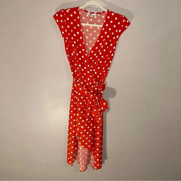 Boden Red Polka Dot Midi Dress - Picture 2 of 4